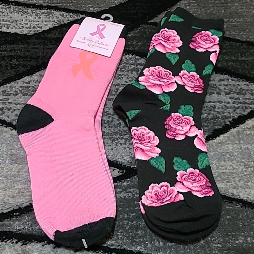 BREAST CANCER AWARENESS 🎀 & FLORAL CREW SOCKS